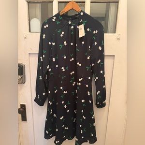 Banana Republic Size 10 Navy Blue and White Cherry print dress.